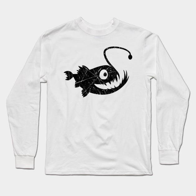 Vintage Deep Sea Angler Fish Retro Art Long Sleeve T-Shirt by Your Funny Gifts